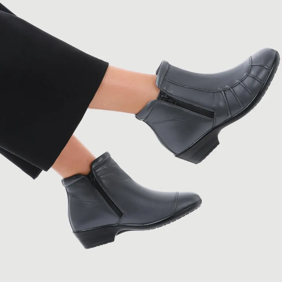 Lightweight Leather Ankle Boots - Grey