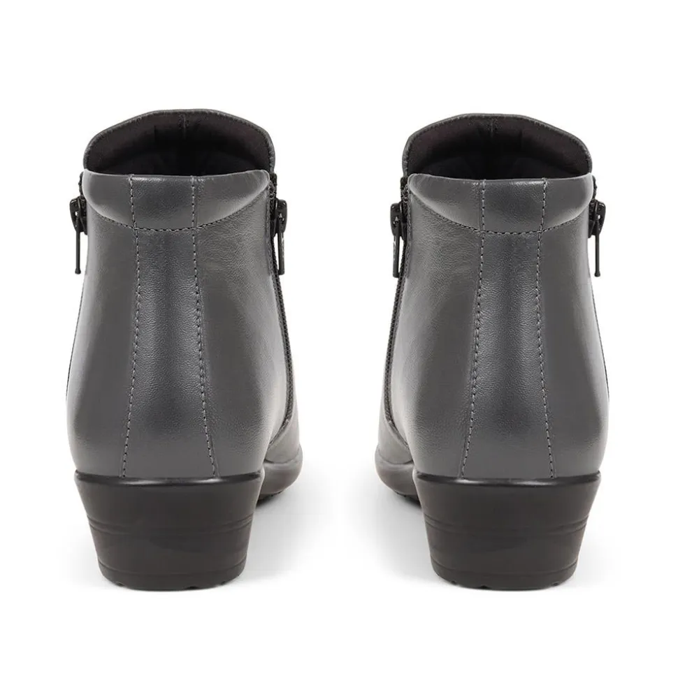 Lightweight Leather Ankle Boots - Grey