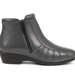 Lightweight Leather Ankle Boots - Grey