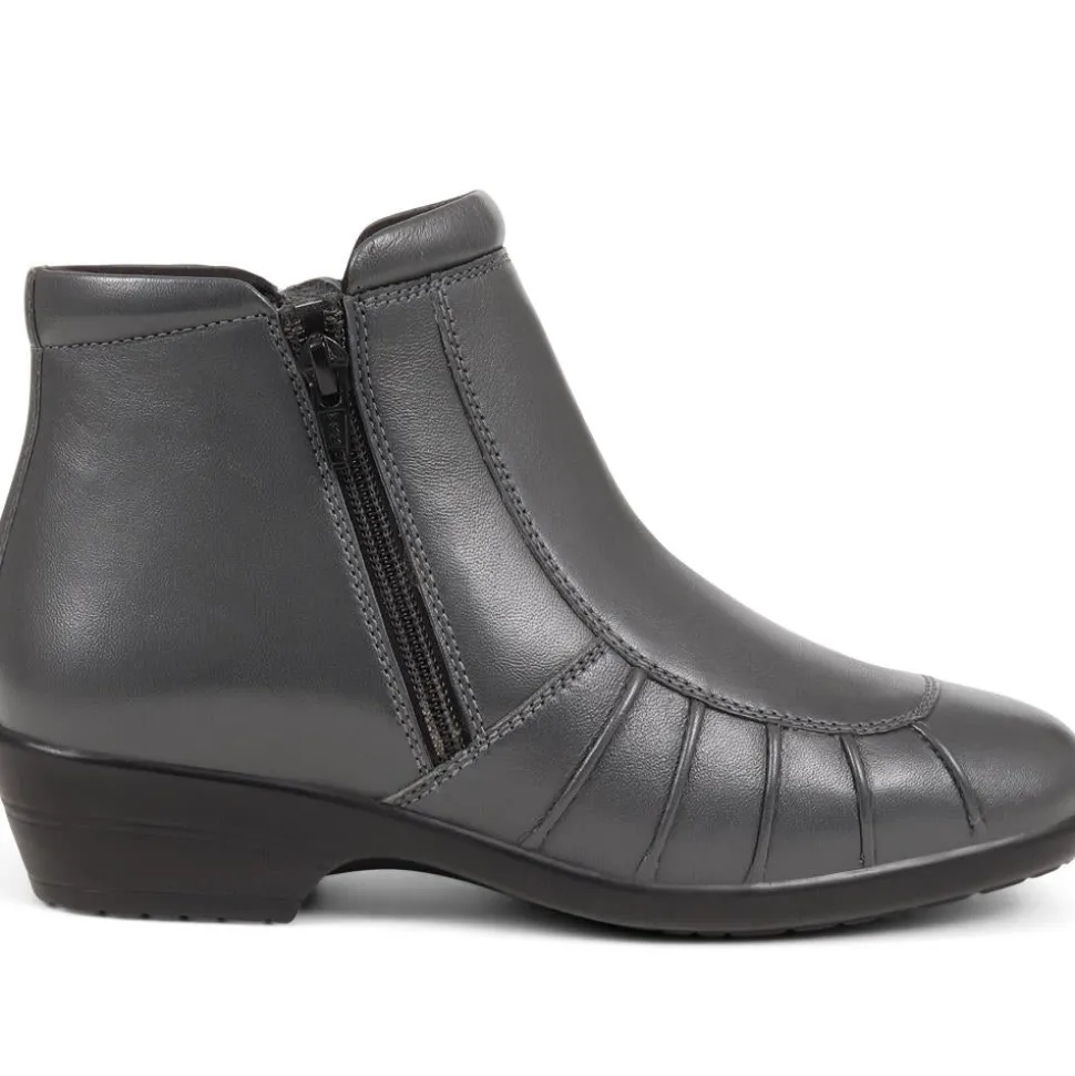 Lightweight Leather Ankle Boots - Grey