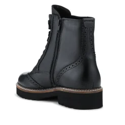 Lightweight Leather Brogues Lace Up Boots - Black