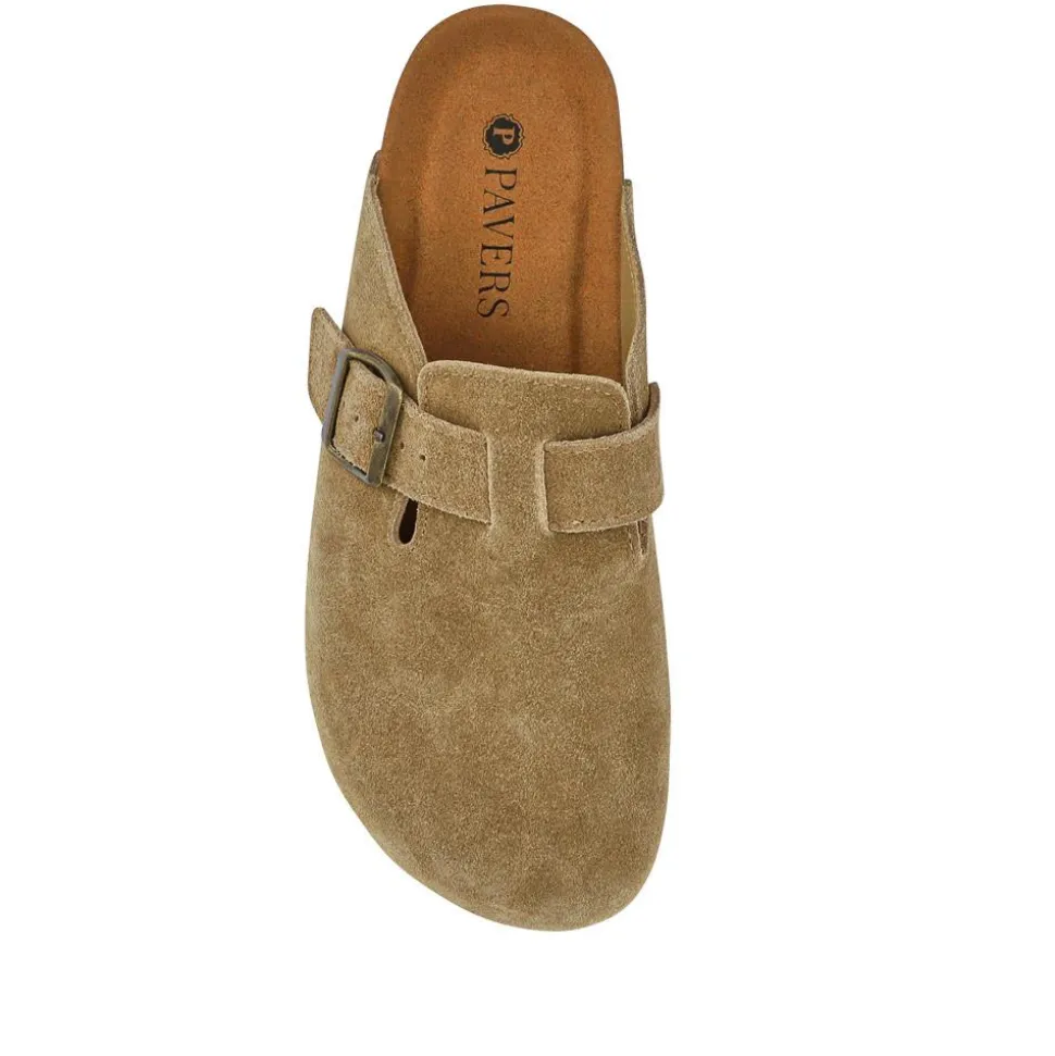 Lightweight Leather Clogs - Khaki