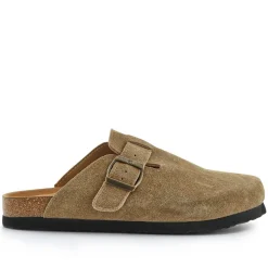 Lightweight Leather Clogs - Khaki