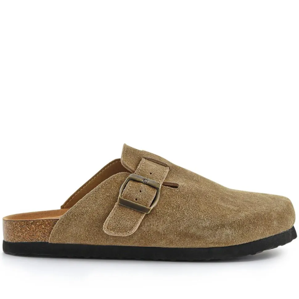 Lightweight Leather Clogs - Khaki