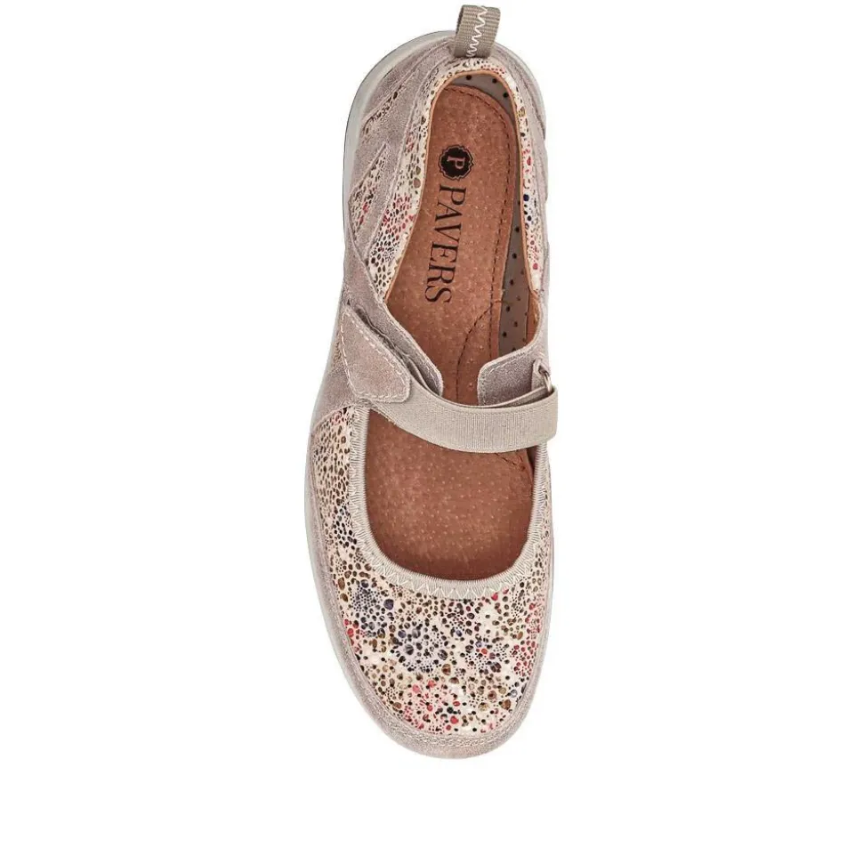 Lightweight Mary-Jane Ladies Trainers - Beige Multi