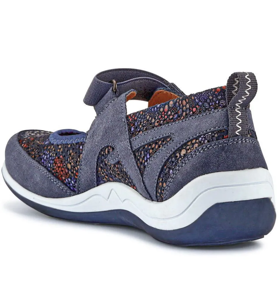 Lightweight Mary-Jane Ladies Trainers - Navy Floral