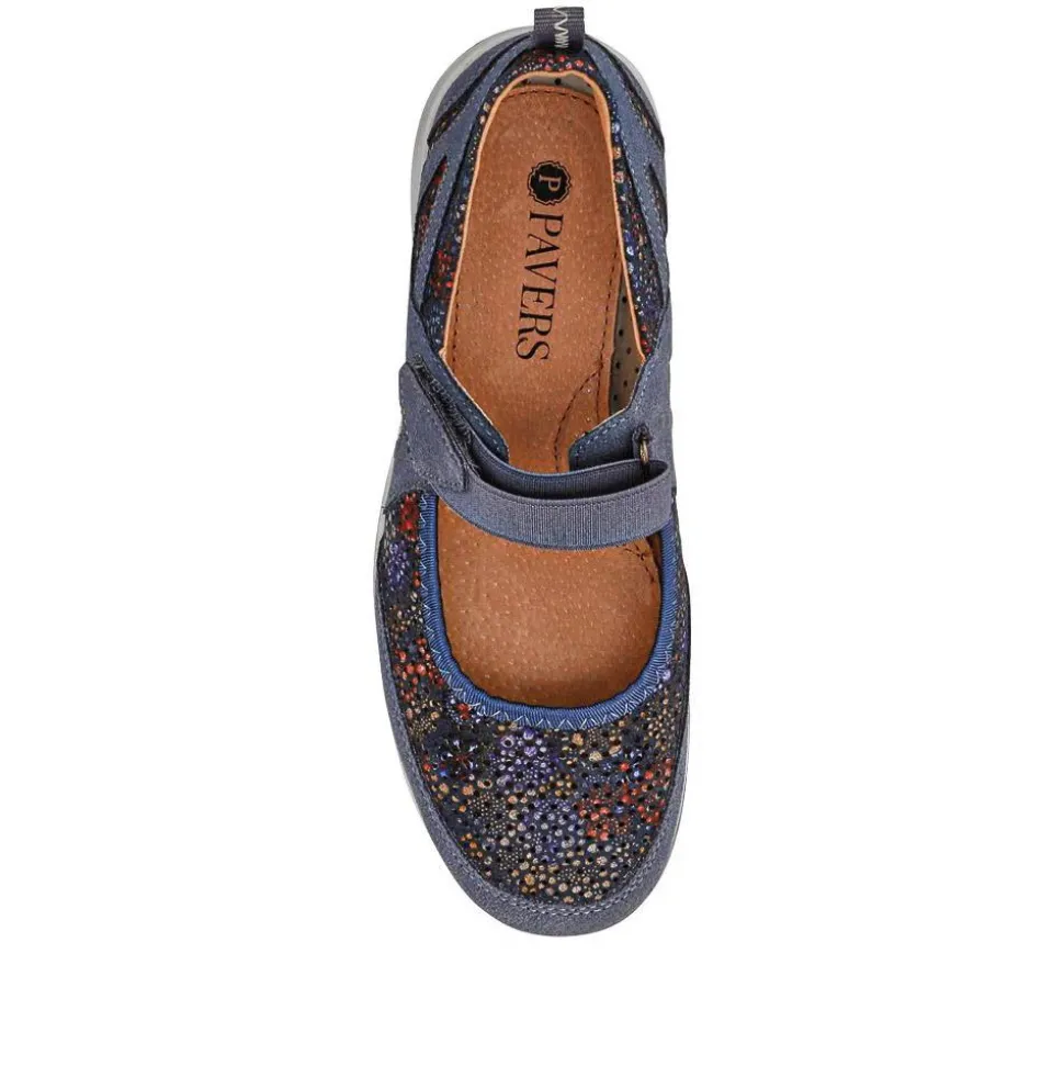 Lightweight Mary-Jane Ladies Trainers - Navy Floral