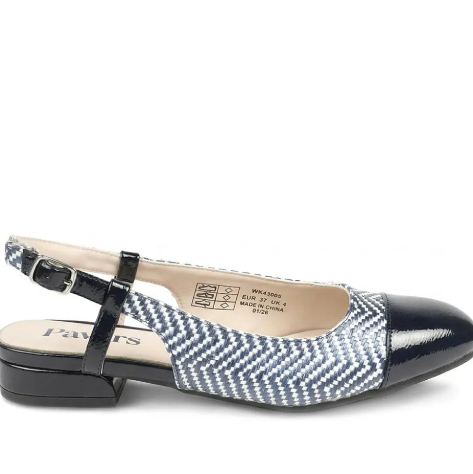 Lightweight Slingback Flat Court Shoes - Navy - White