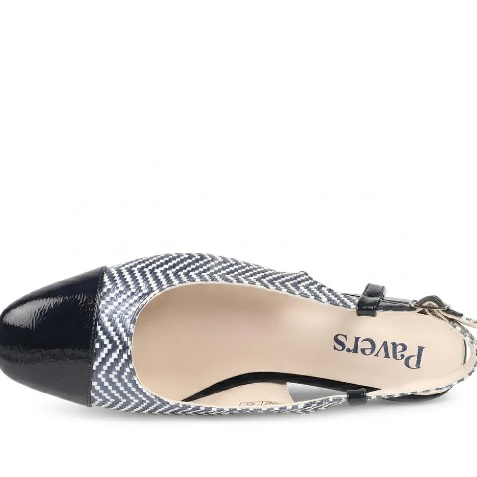 Lightweight Slingback Flat Court Shoes - Navy - White
