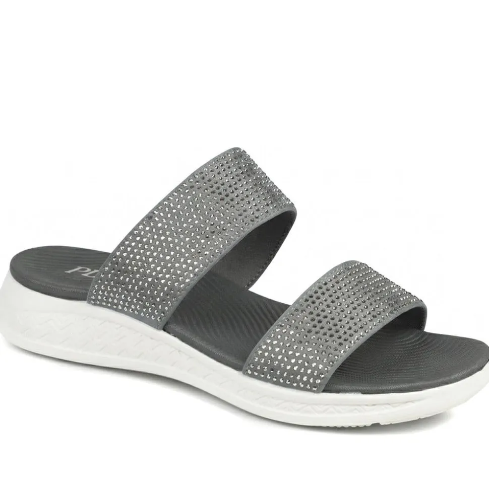 Lightweight Slip On Mule Sandals - Dark Grey