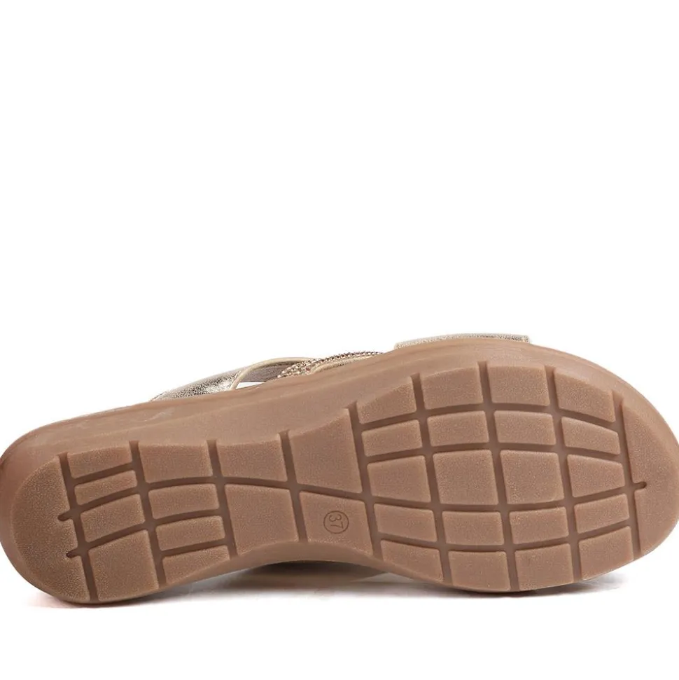 Lightweight Slip On Mule Sandals - Gold