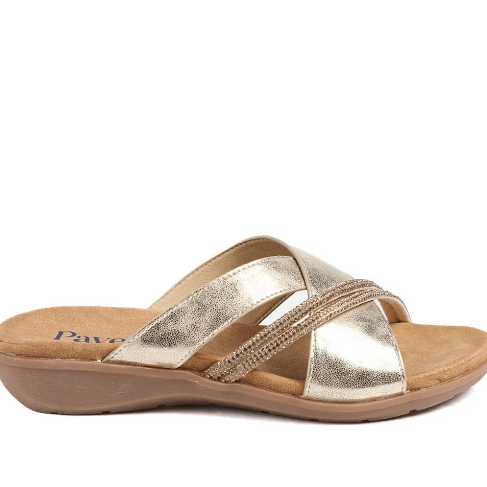 Lightweight Slip On Mule Sandals - Gold