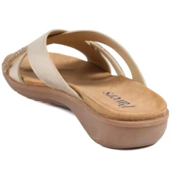 Lightweight Slip On Mule Sandals - Gold
