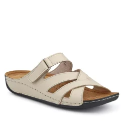 Lightweight Touch Fasten Mules - Beige