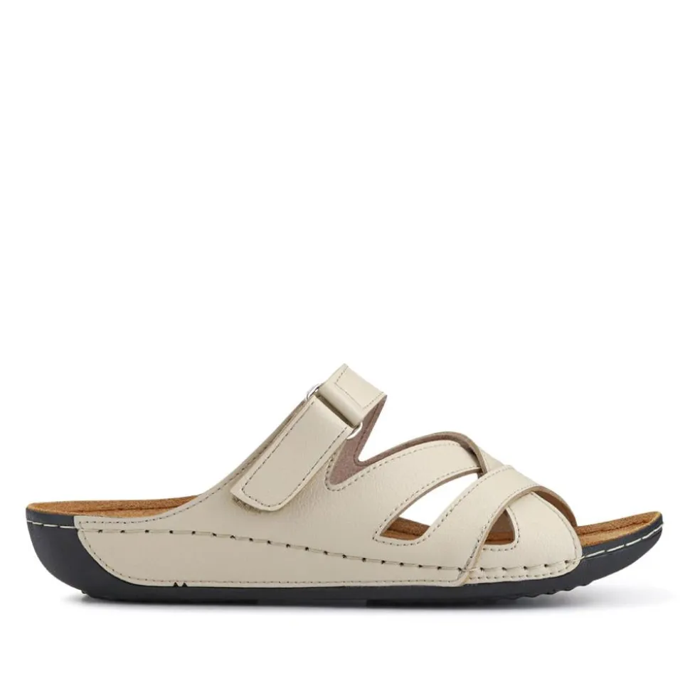 Lightweight Touch Fasten Mules - Beige