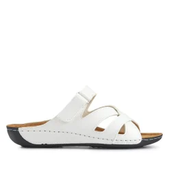Lightweight Touch Fasten Mules - White