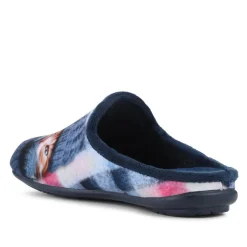 Lightweight Velour Kitten Slippers - Navy