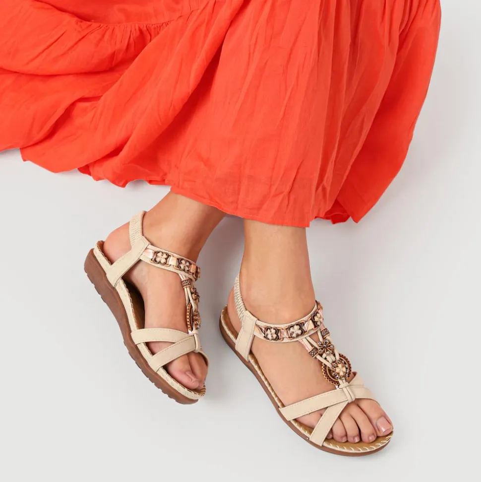Lightweight Wedge Heel Mules - Beige