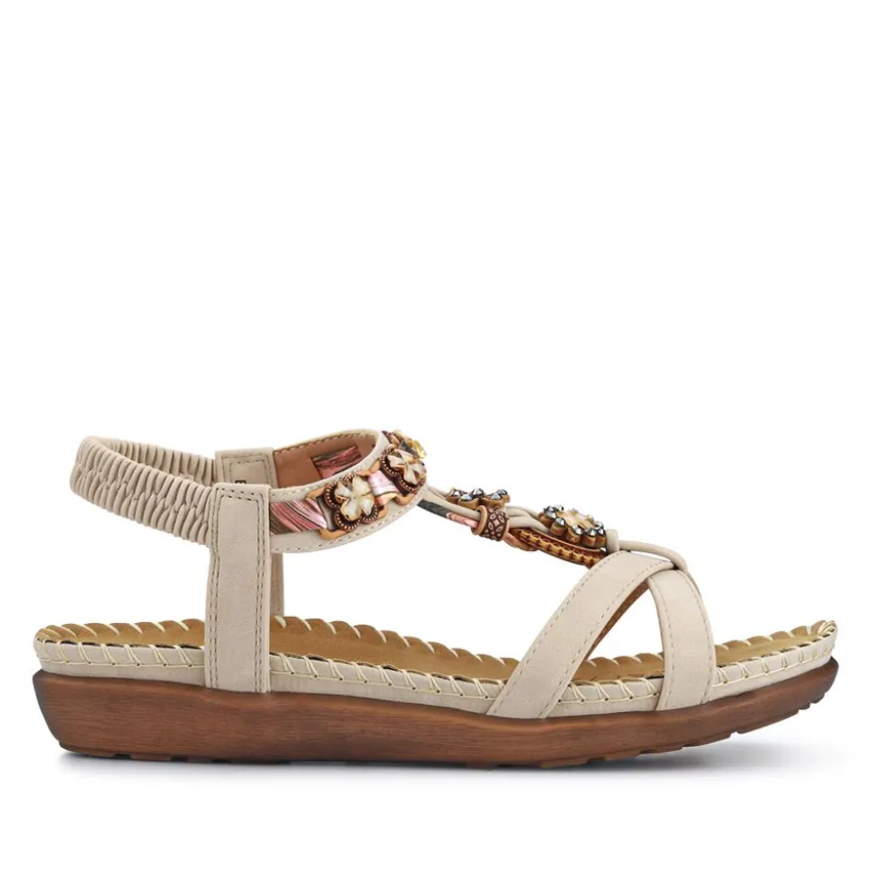 Lightweight Wedge Heel Mules - Beige