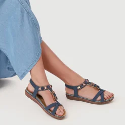 Lightweight Wedge Heel Mules - Navy