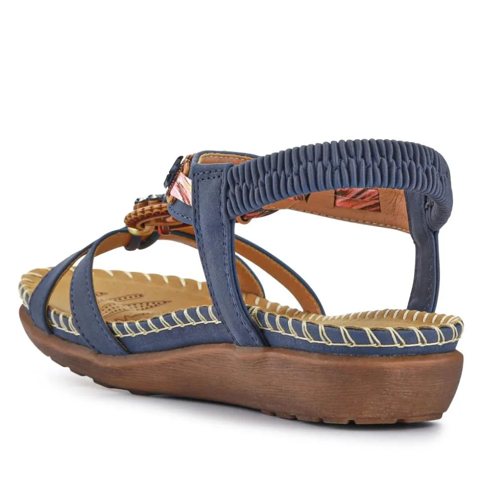 Lightweight Wedge Heel Mules - Navy