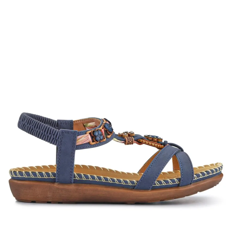 Lightweight Wedge Heel Mules - Navy