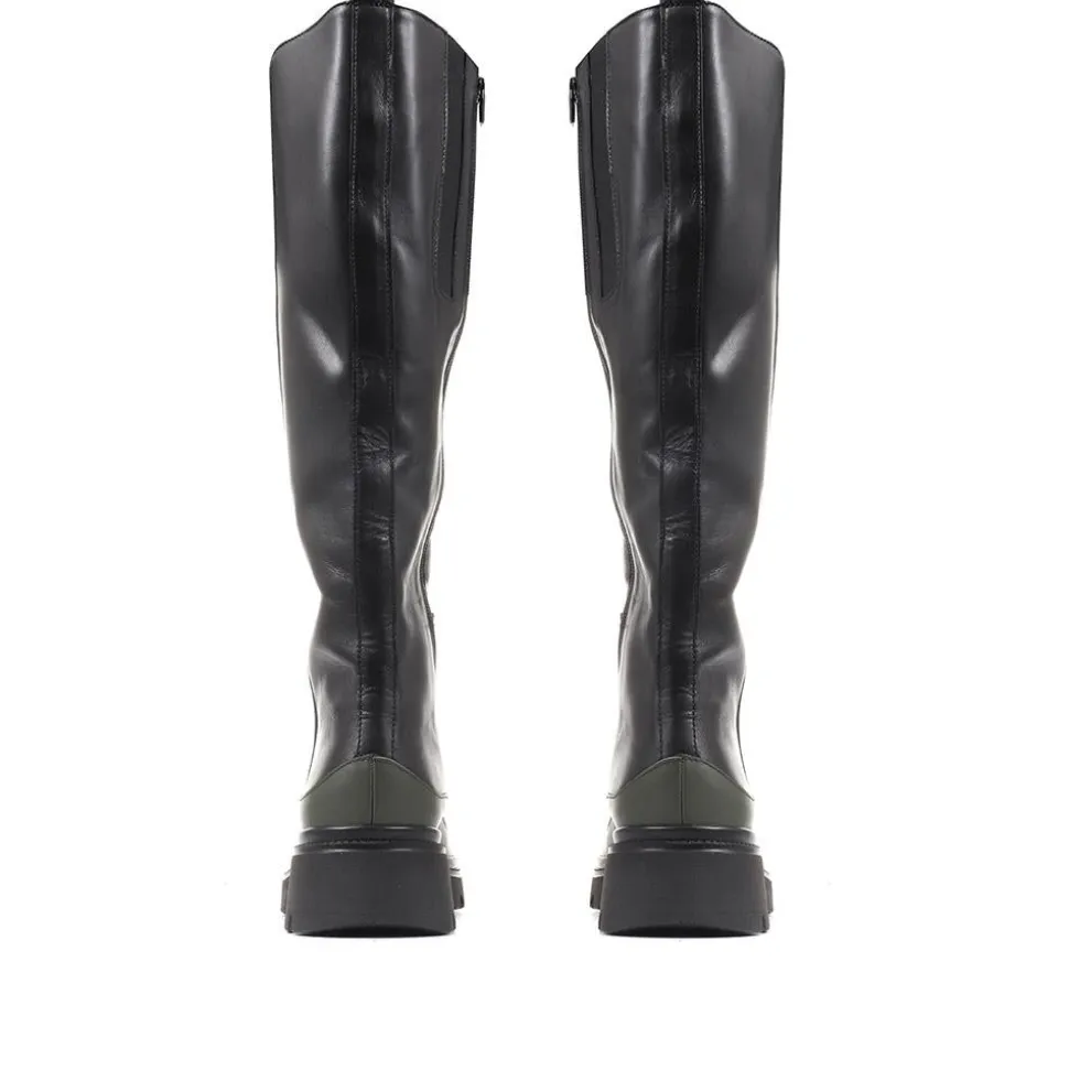 Link Chunky Knee High Boots - Black