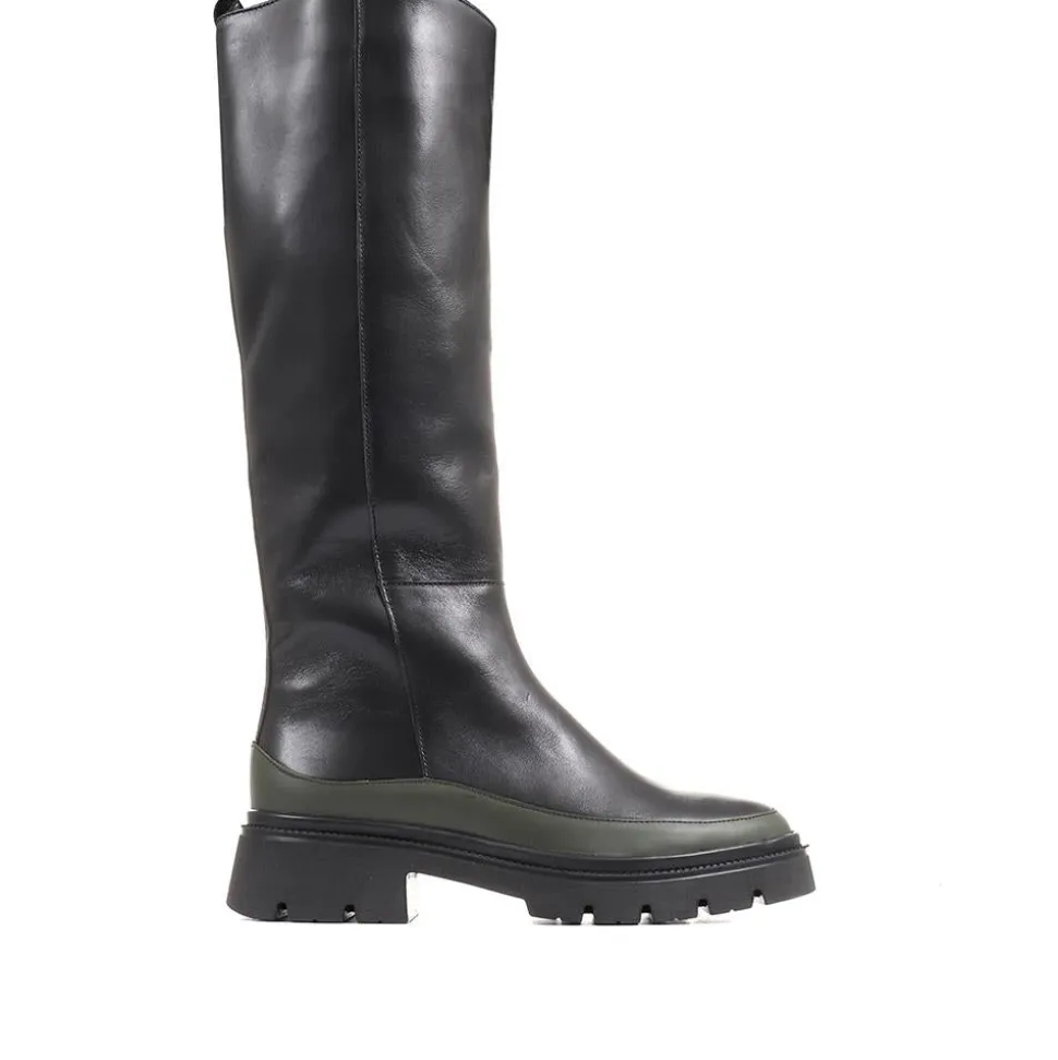 Link Chunky Knee High Boots - Black