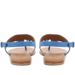 Lizabeth Leather Thong Sandals - Blue