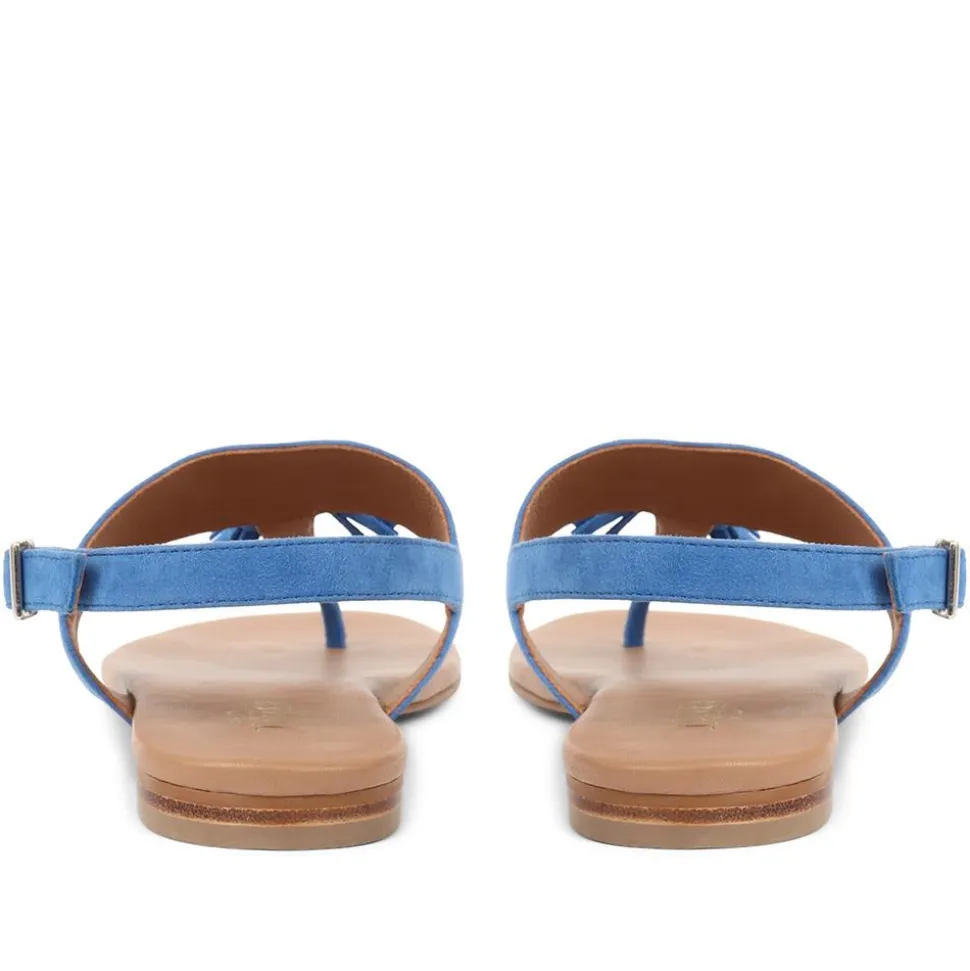 Lizabeth Leather Thong Sandals - Blue