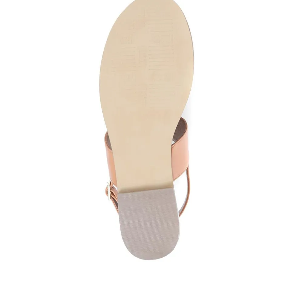 Lizabeth Leather Thong Sandals - Tan