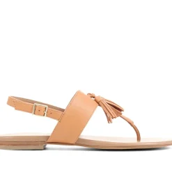 Lizabeth Leather Thong Sandals - Tan