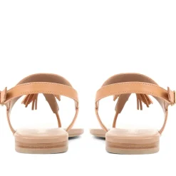 Lizabeth Leather Thong Sandals - Tan