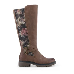Long Casual Boots - Tan Floral