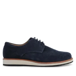 Longfield Wide Fit Leather Lace Up Shoes - Navy Suede