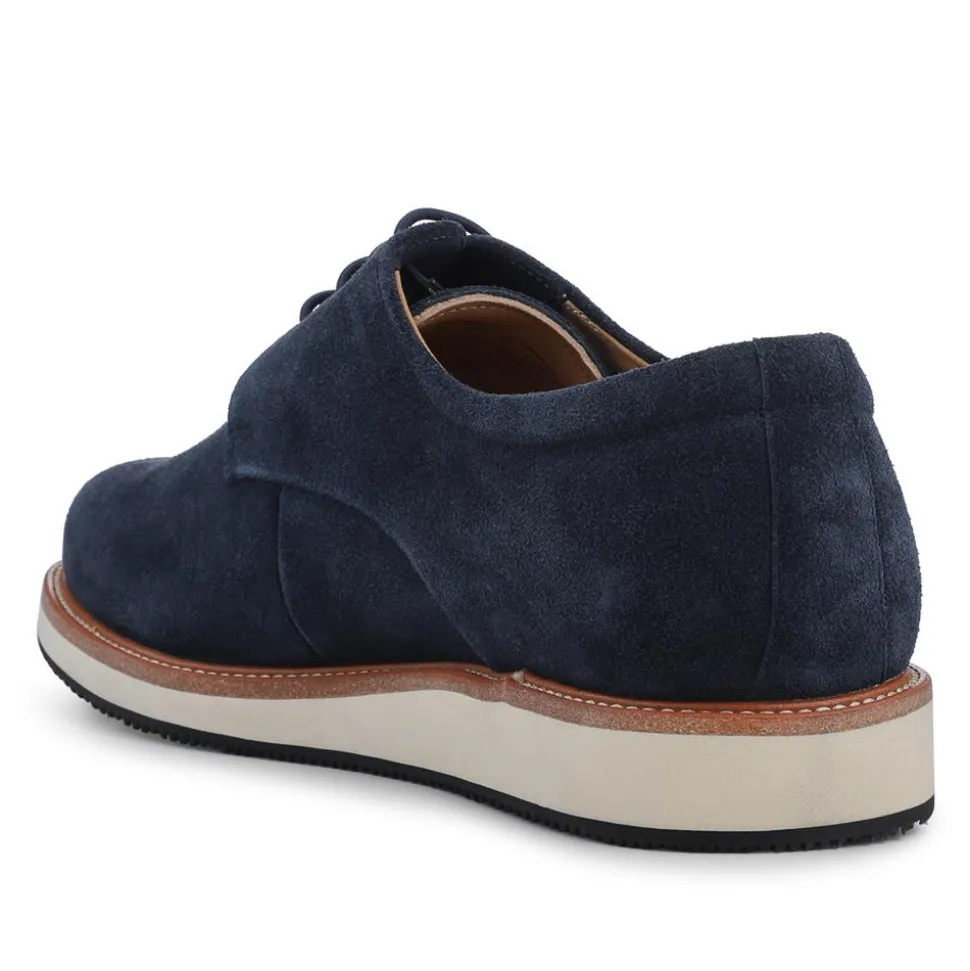Longfield Wide Fit Leather Lace Up Shoes - Navy Suede