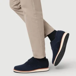 Longfield Wide Fit Leather Lace Up Shoes - Navy Suede