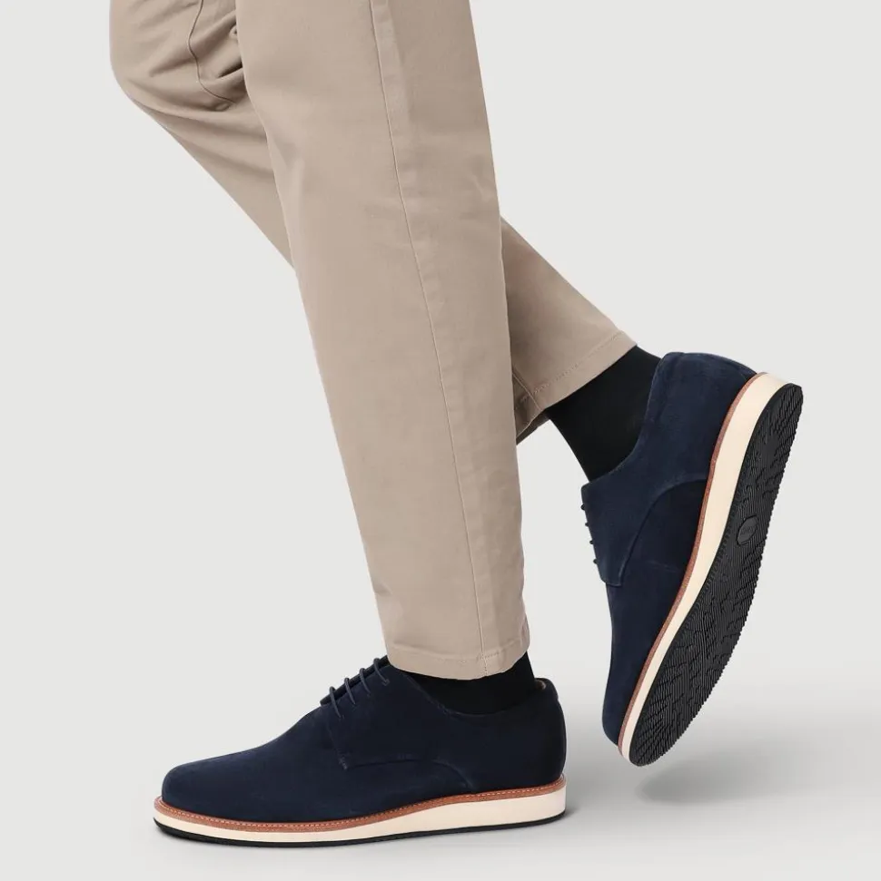 Longfield Wide Fit Leather Lace Up Shoes - Navy Suede