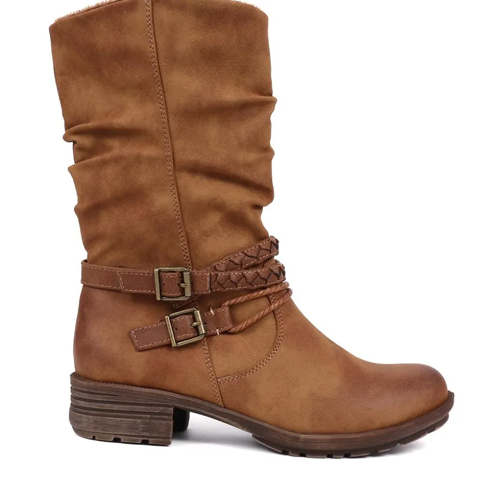 Long Slouch Boots - Tan