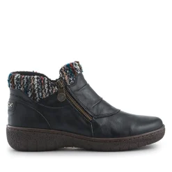 Loretta Knitted Cuff Zip-Up Boots - Black