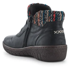 Loretta Knitted Cuff Zip-Up Boots - Black