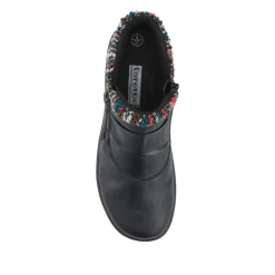Loretta Knitted Cuff Zip-Up Boots - Black