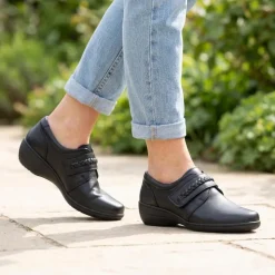 Loretta Leather Adjustable Fit Monk Shoes - Black