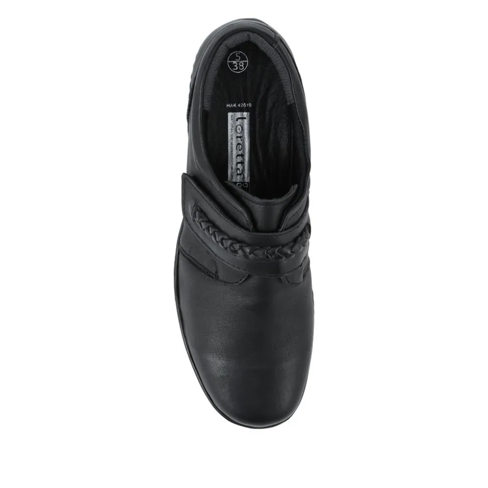 Loretta Leather Adjustable Fit Monk Shoes - Black