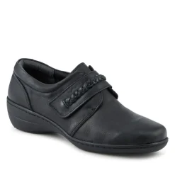 Loretta Leather Adjustable Fit Monk Shoes - Black