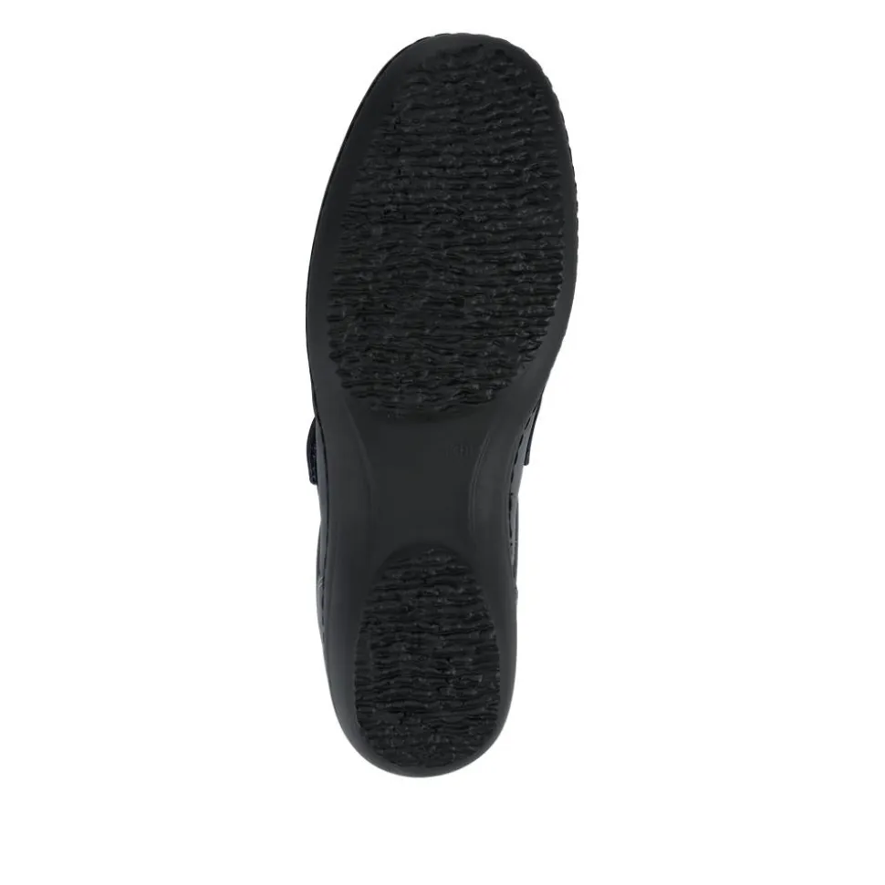 Loretta Leather Adjustable Fit Monk Shoes - Navy