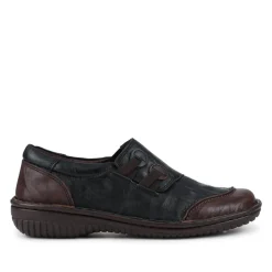 Loretta Leather Comfort Slip Ons - Black-Brown