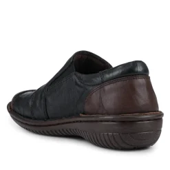 Loretta Leather Comfort Slip Ons - Black-Brown