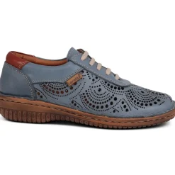 Loretta Leather Embellished Shoes - Denim
