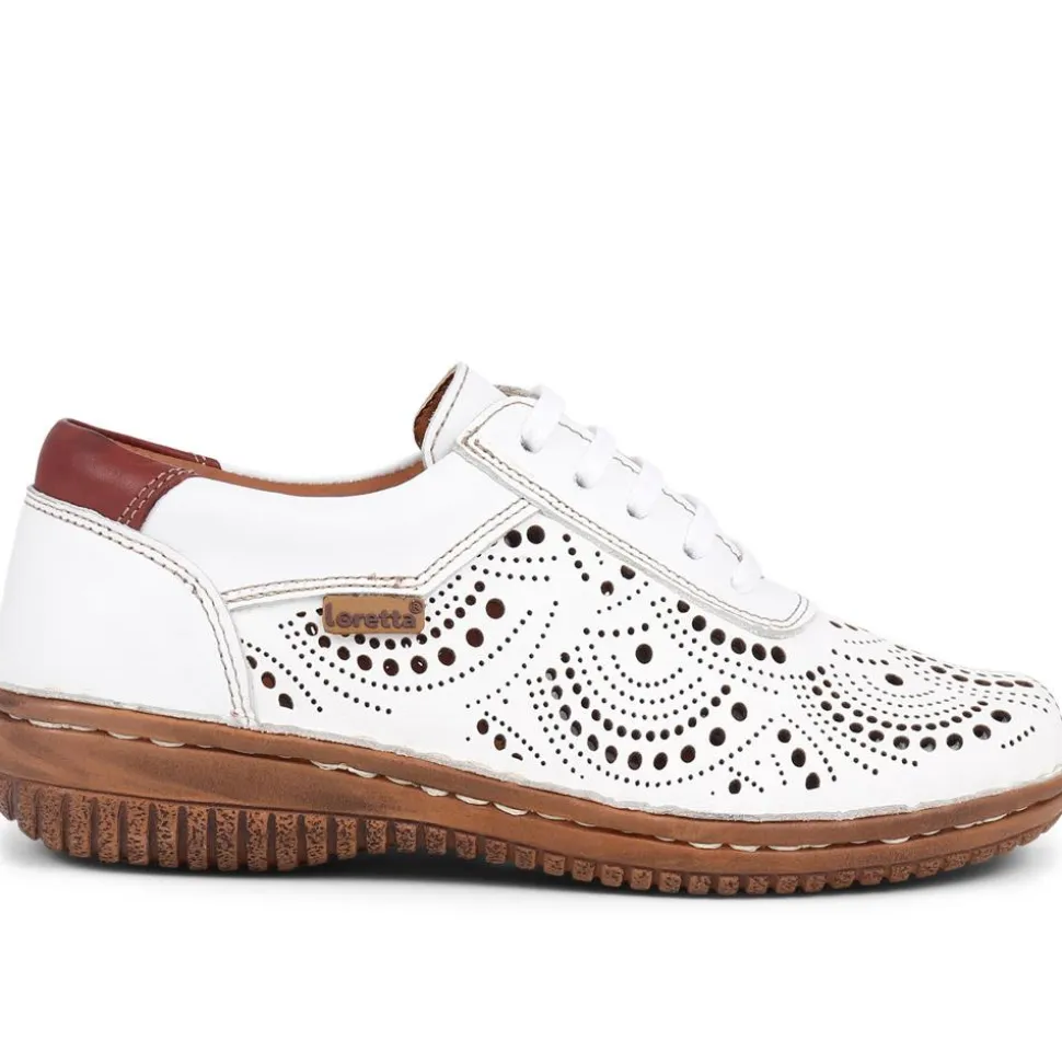 Loretta Leather Embellished Shoes - White